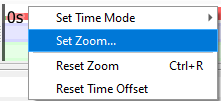 Context menu controlling the time offset